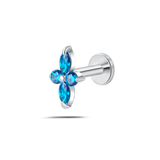 Piercing orecchio/naso/bocca smeraldo blu in argento
