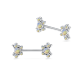 Piercing capezzoli farfalla sferica multicolor in argento