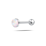 Piercing lingua ovale grande bianco opale in argento