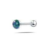 Piercing lingua ovale grande verde opale in argento