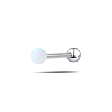 Piercing lingua sfera bianco opale in argento