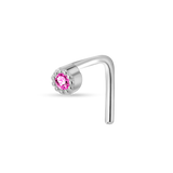 Piercing naso gemma fucsia in argento