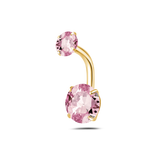 Piercing ombelico basic con cristalli rosa in oro