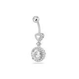 Piercing ombelico battito bianco in argento