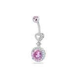Piercing ombelico battito rosa in argento