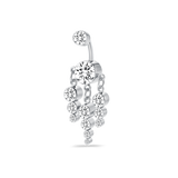 Piercing ombelico cascata di diamanti in argento