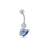 Piercing ombelico cigno azzurro in argento