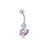 Piercing ombelico cigno fucsia in argento