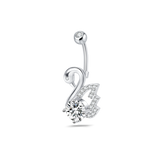 Piercing ombelico cigno luxury bianco in argento