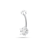 Piercing ombelico con doppia stella bianca in argento