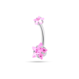 Piercing ombelico con doppia stella rosa in argento