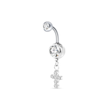 Piercing ombelico croce deluxe bianca in argento