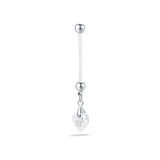 Piercing ombelico cuore bianca in argento