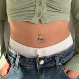 Piercing ombelico cuore con ali in argento