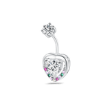 Piercing ombelico cuore multicolor in argento