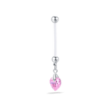Piercing ombelico da gravidanza cuore rosa in argento