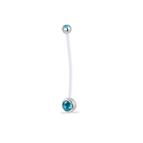 Piercing ombelico da gravidanza pietra azzurra in argento