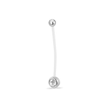 Piercing ombelico da gravidanza pietra bianca in argento