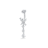 Piercing ombelico farfalla con pendente delux in argento