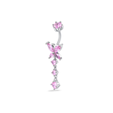 Piercing ombelico farfalla rosa con pendente in argento
