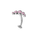 Piercing ombelico floating con corona rosa in argento