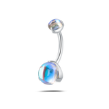 Piercing ombelico goccia d'oceano lucida azzurra in argento