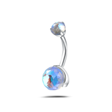 Piercing ombelico goccia d'oceano prismatico azzurro in argento