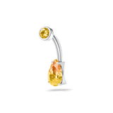Piercing ombelico goccia infinita gialla in argento