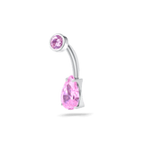 Piercing ombelico goccia infinita rosa in argento