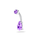 Piercing ombelico goccia infinita viola in argento