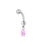 Piercing ombelico goccia pendente rosa in argento
