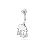 Piercing ombelico nuvola bianca in argento