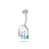 Piercing ombelico nuvola multicolor in argento