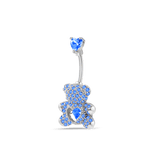 Piercing ombelico orsetto azzurro in argento