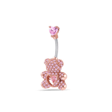 Piercing ombelico orsetto rosa in oro rosa