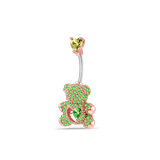 Piercing ombelico orsetto verde in oro rosa