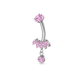 Piercing ombelico petali rosa in argento