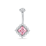 Piercing ombelico quadrato rosa in argento