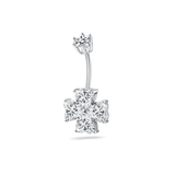 Piercing ombelico quadrifoglio in argento