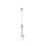 Piercing ombelico stella rosa in argento