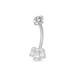 Piercing ombelico tre diamanti in argento