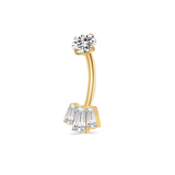 Piercing ombelico tre diamanti in oro