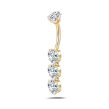 Piercing ombelico triplo cuore in oro