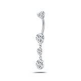 Piercing ombelico triplo diamante in argento