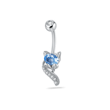 Piercing ombelico volpe azzurra in argento