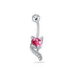Piercing ombelico volpe fucsia in argento