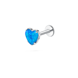 Piercing orecchio/bocca cuore azzurro in argento