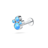 Piercing orecchio/bocca tre grappoli blu in argento
