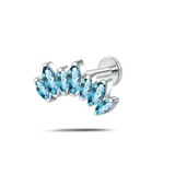 Piercing orecchio corona delux azzurra in argento