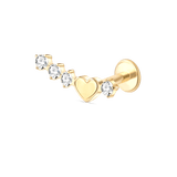 Piercing orecchio cuore con cristalli bianco in oro